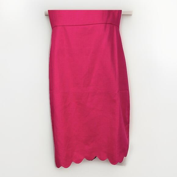 J.Crew Sheath Dress Womens 14 Pink Sleeveless Scalloped Hem Neck Bodycon Office - Picture 4 of 10